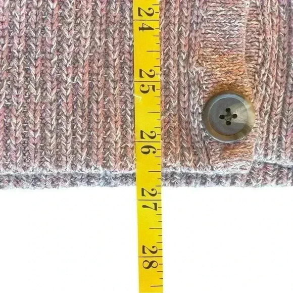 American Eagle Pink Gray Marled Chunky Knit Button Front Cardigan Medium Pockets - Picture 9 of 9